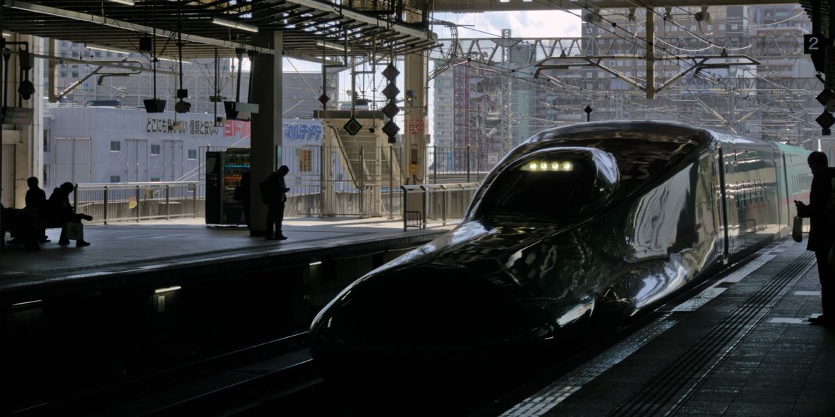 E5 series Hayabusa Shinkansen at a platform in Sendai Station