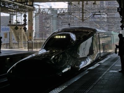 E5 series Hayabusa Shinkansen at a platform in Sendai Station